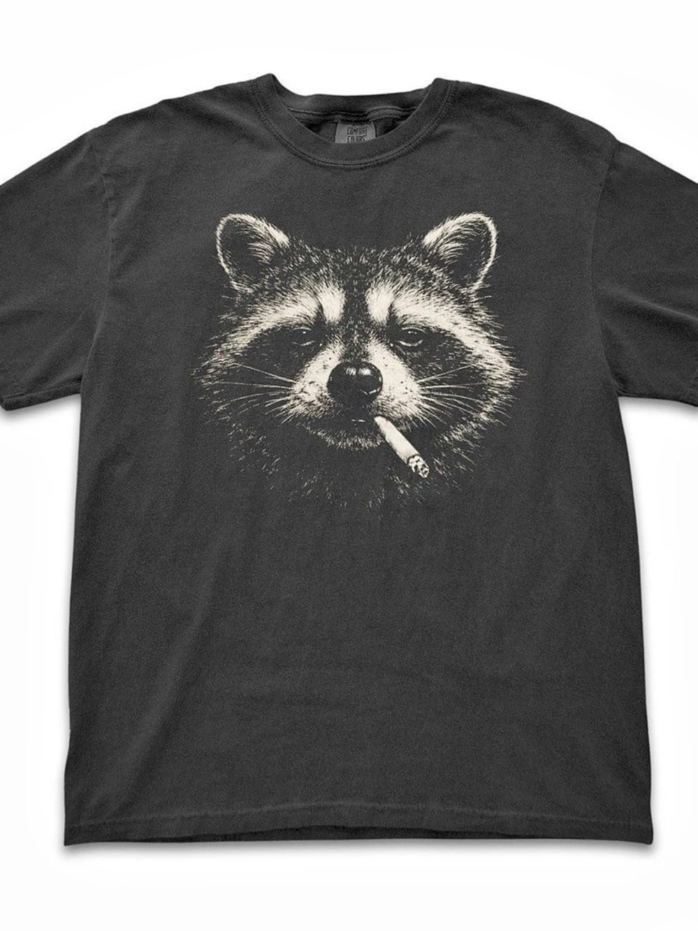 Smoking Raccoon Funny Meme Graphic Comfort Colors Tee